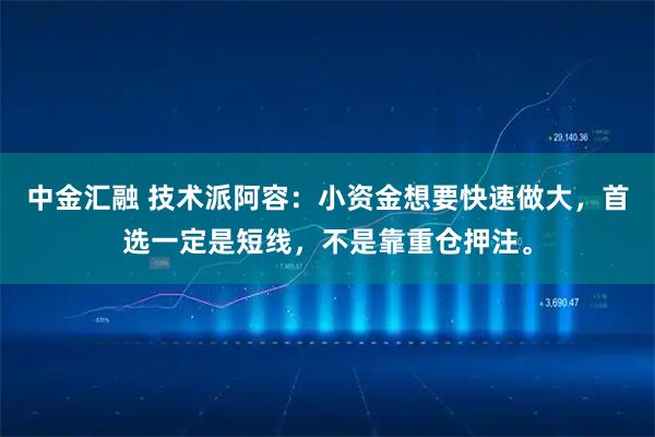 中金汇融 技术派阿容：小资金想要快速做大，首选一定是短线，不是靠重仓押注。